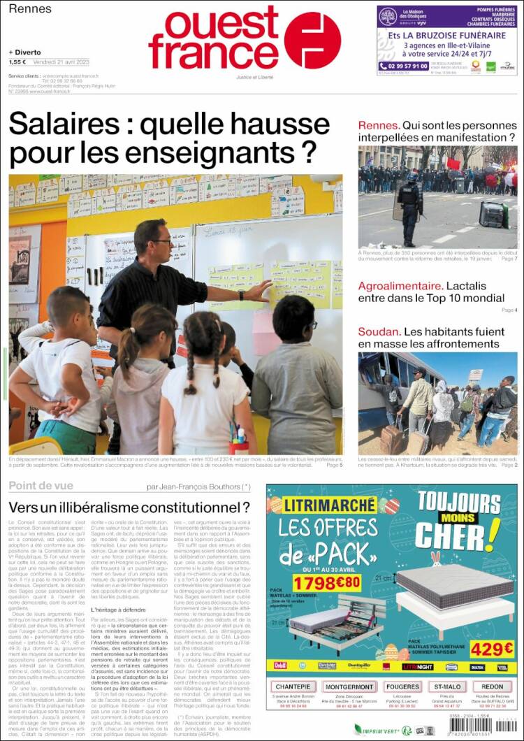 Portada de Ouest France (France)