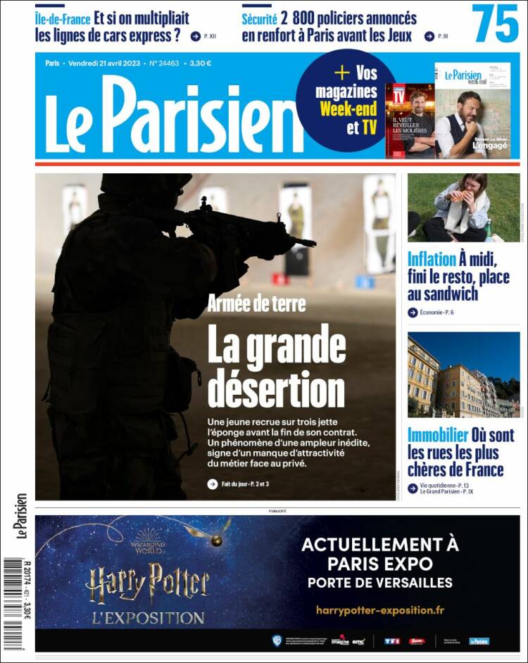 Portada de Le Parisien (France)