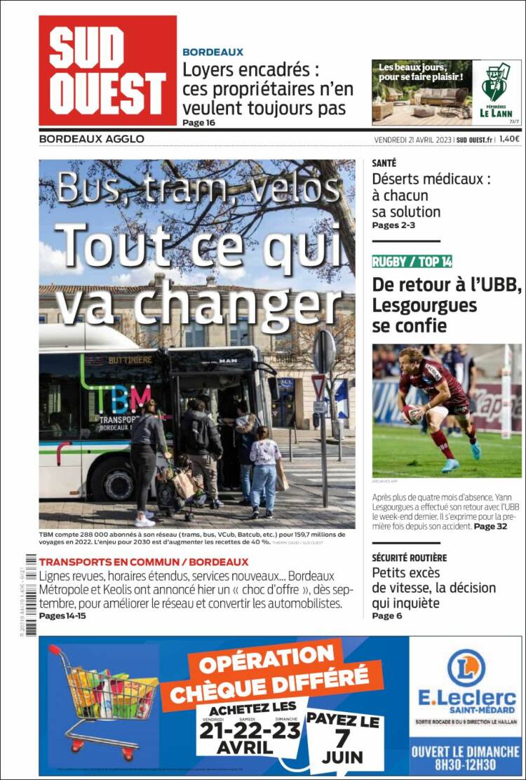 Portada de Sud Ouest (France)