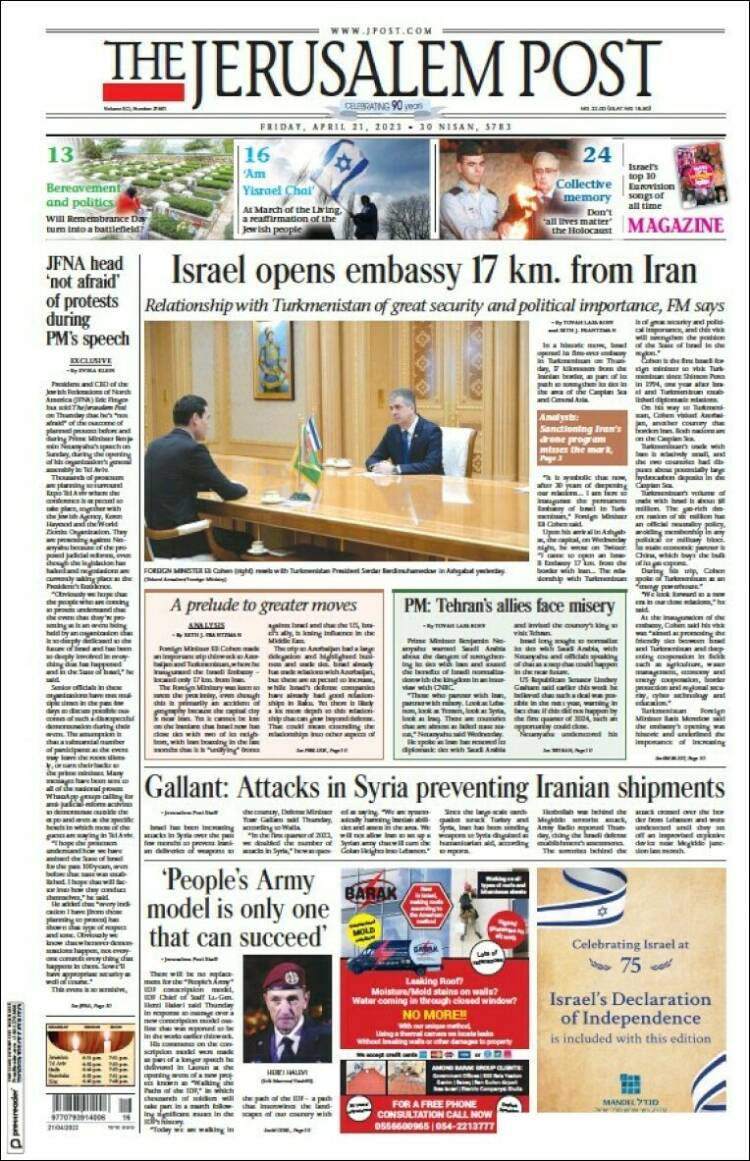 Portada de The Jerusalem Post (Israel)