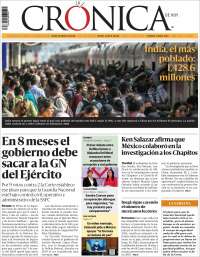 Portada de La Crónica de Hoy (México)