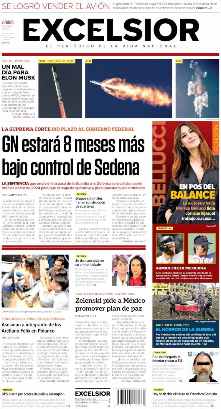 Portada de Excelsior (México)