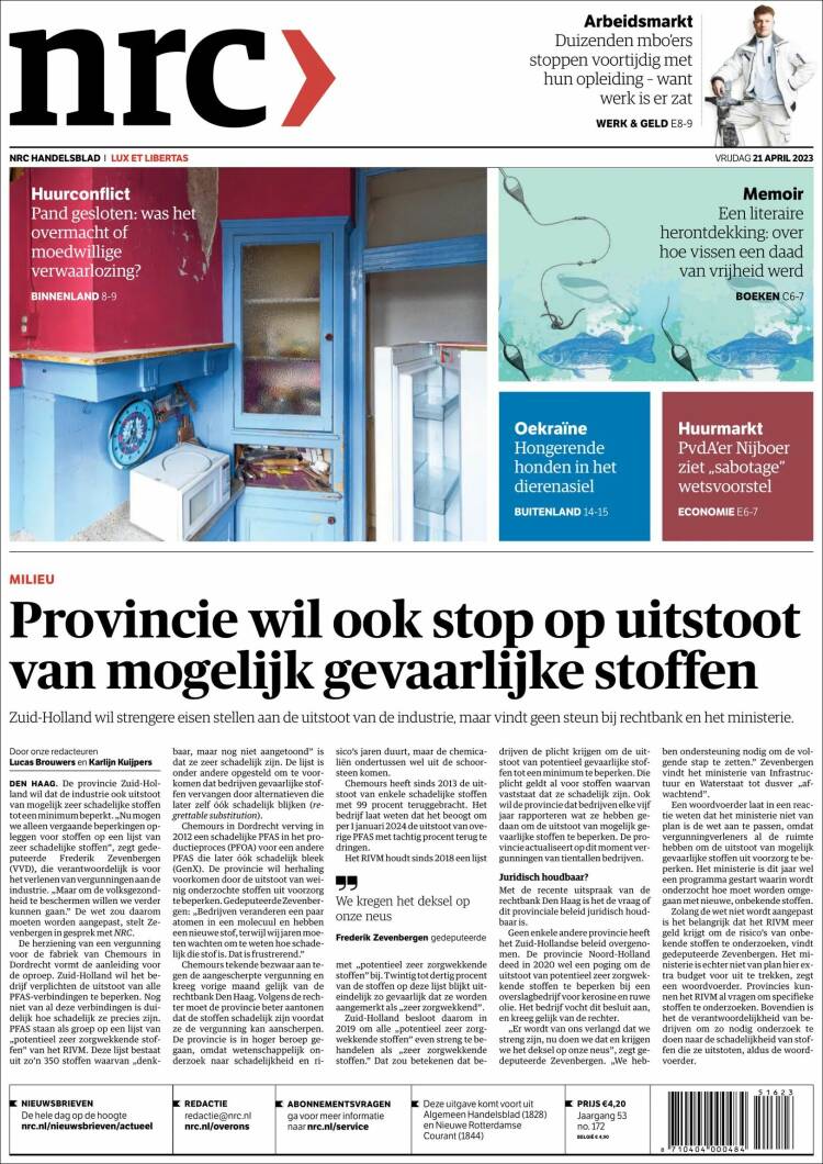 Portada de NRC Handelsblad (Pa&iacute;ses Bajos)