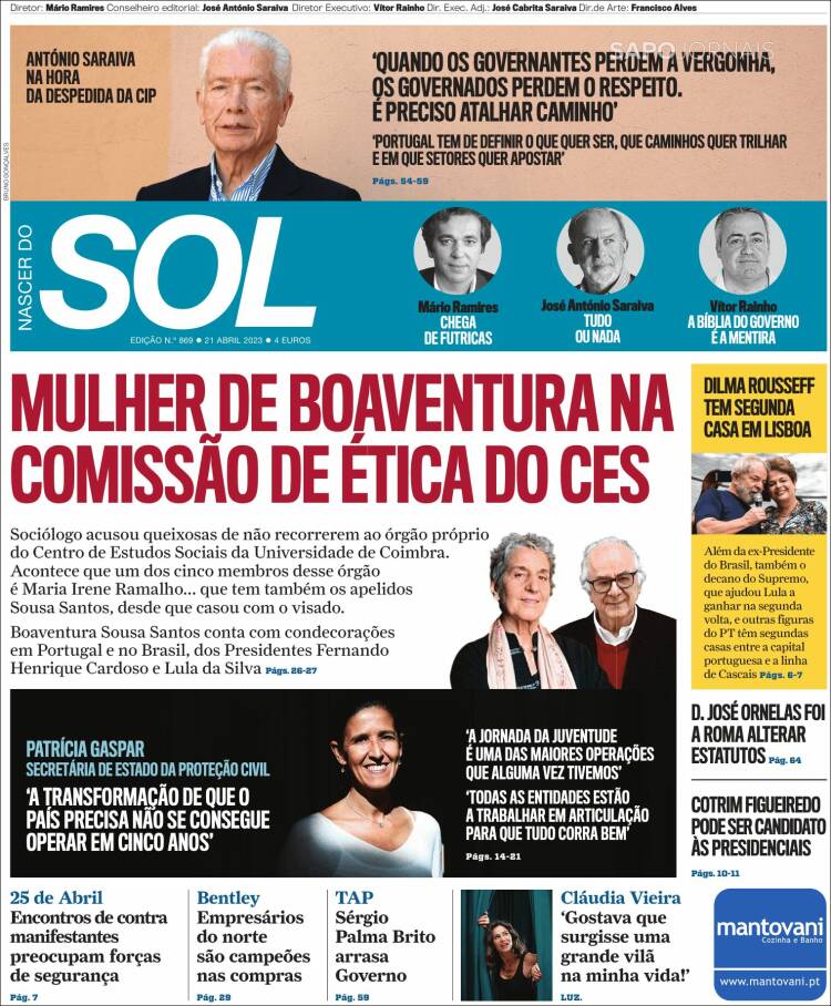 Portada de Jornal Sol (Portugal)