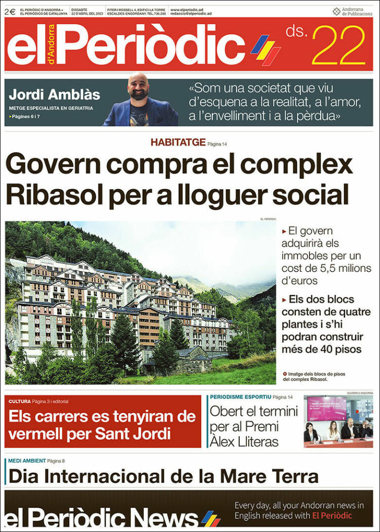 Portada de El Periòdic d'Andorra (Andorra)