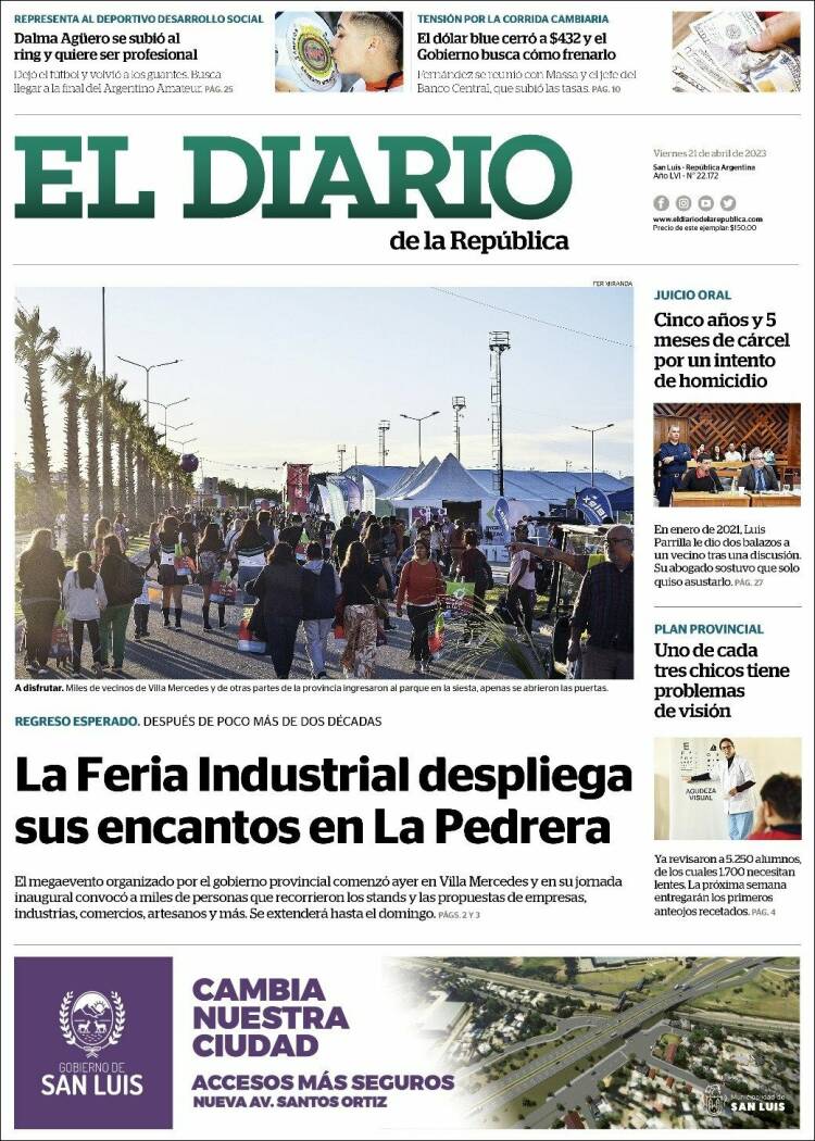 Portada de Diario de la República (Argentina)