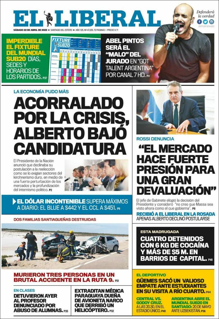 Portada de Diario El Liberal (Argentina)