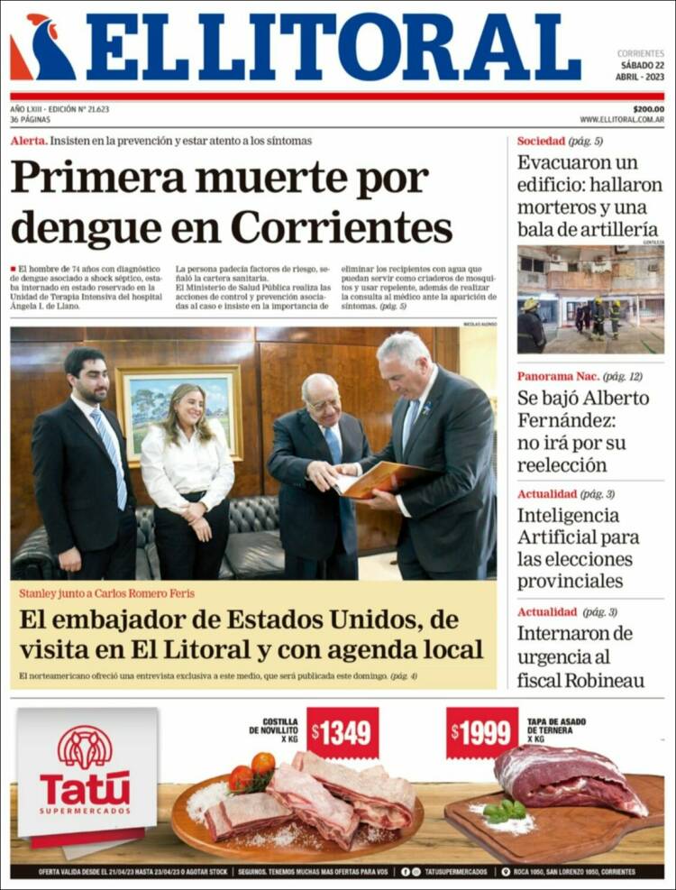 Portada de El Litoral Corrientes (Argentina)