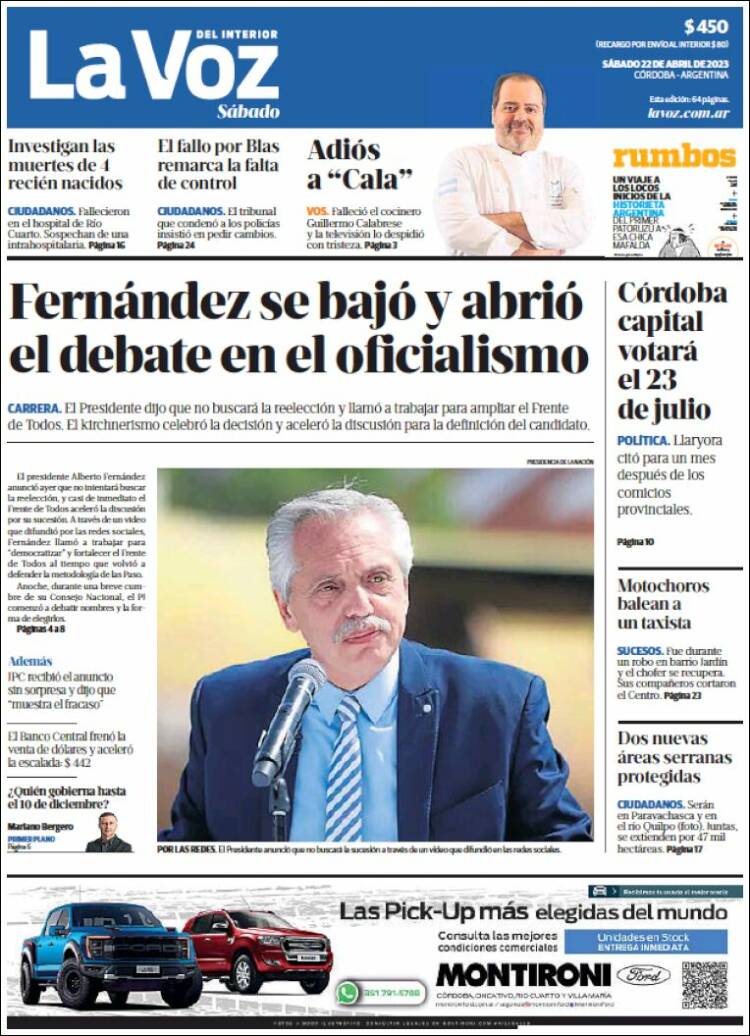 Portada de La Voz del Interior (Argentina)