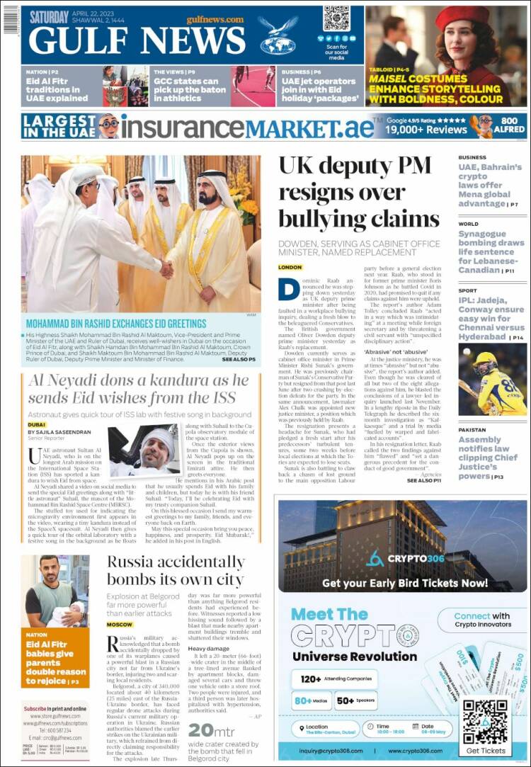 Portada de Gulf News (Asia-Pacífico)