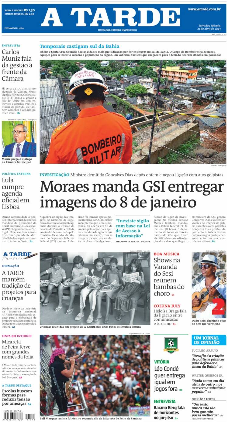 Portada de Diário A Tarde (Brasil)