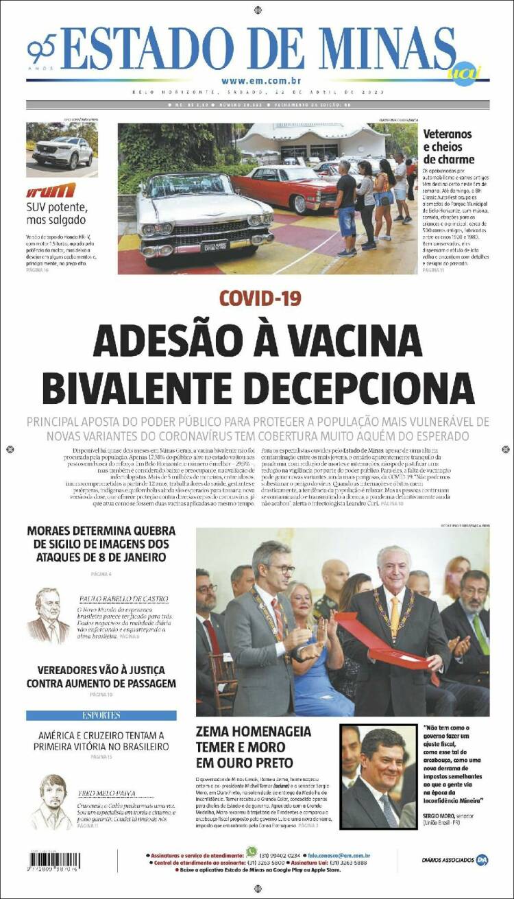 Portada de Jornal Estado de Minas (Brasil)