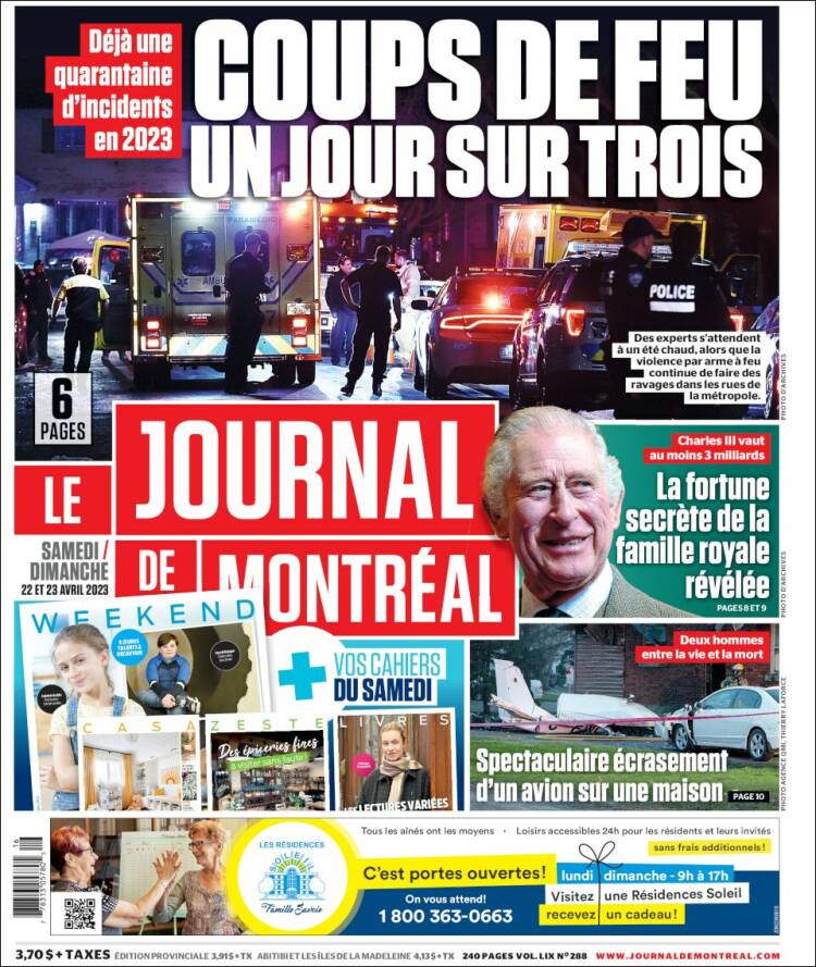 Portada de Le Journal de Montréal (Canadá)