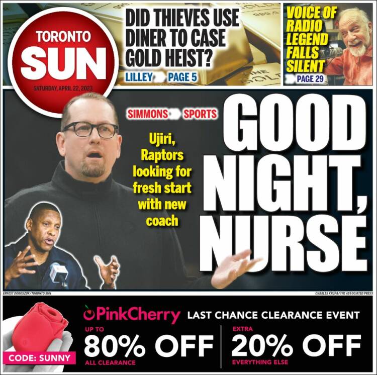 Portada de The Toronto Sun (Canadá)