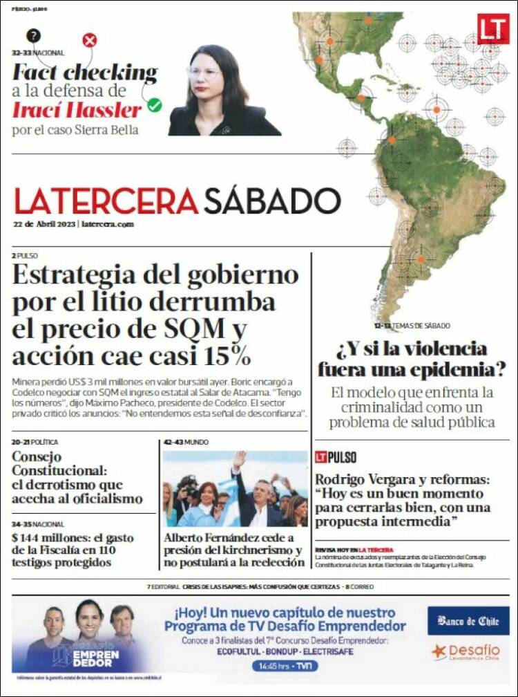 Portada de La Tercera (Chile)