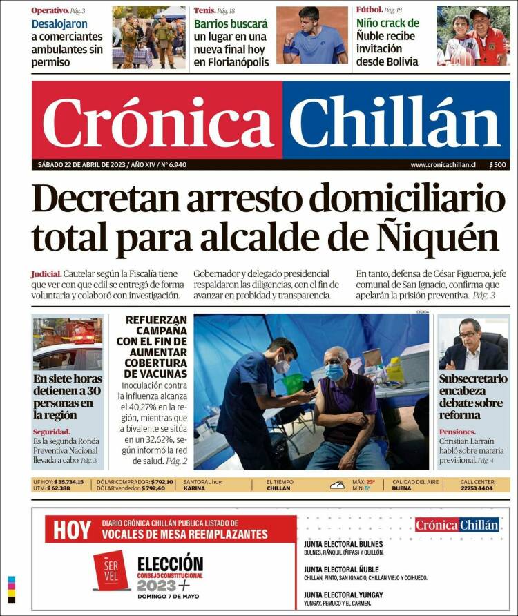 Portada de Crónica Chillán (Chile)
