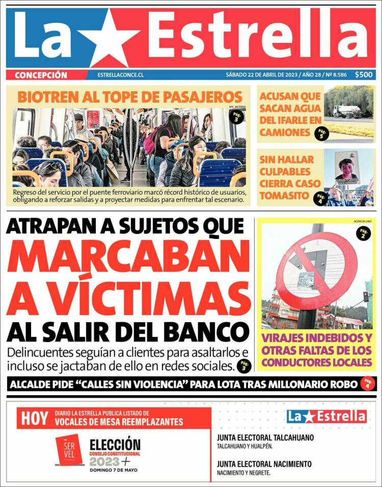 Portada de La Estrella de Concepción (Chile)