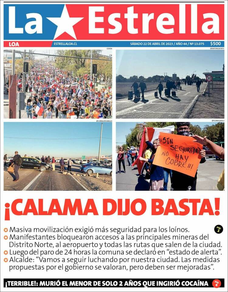 Portada de La Estrella de Loa (Chile)