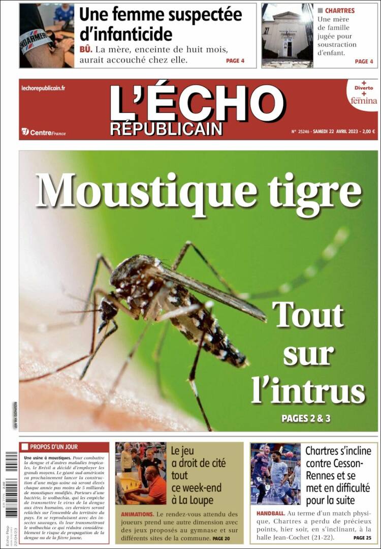 Portada de L'Echo Républicain (Francia)