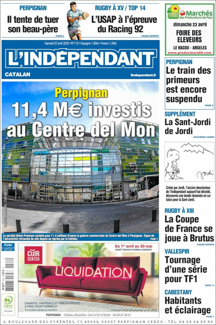 Portada de Le Indépendant (Francia)