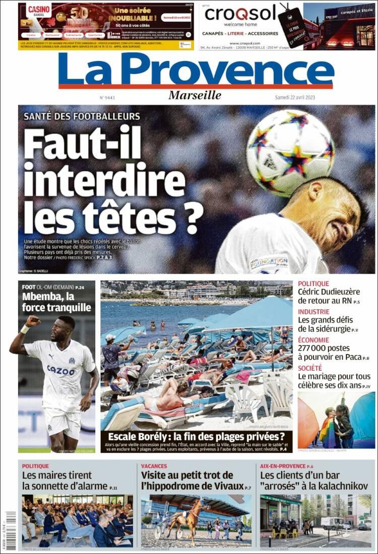 Portada de La Provence (Francia)