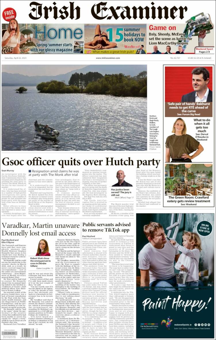 Portada de Irish Examiner (Irlanda)