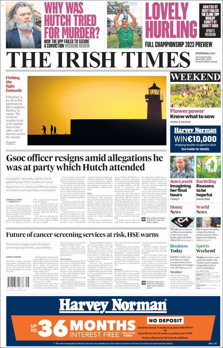 Portada de Irish Times (Irlanda)