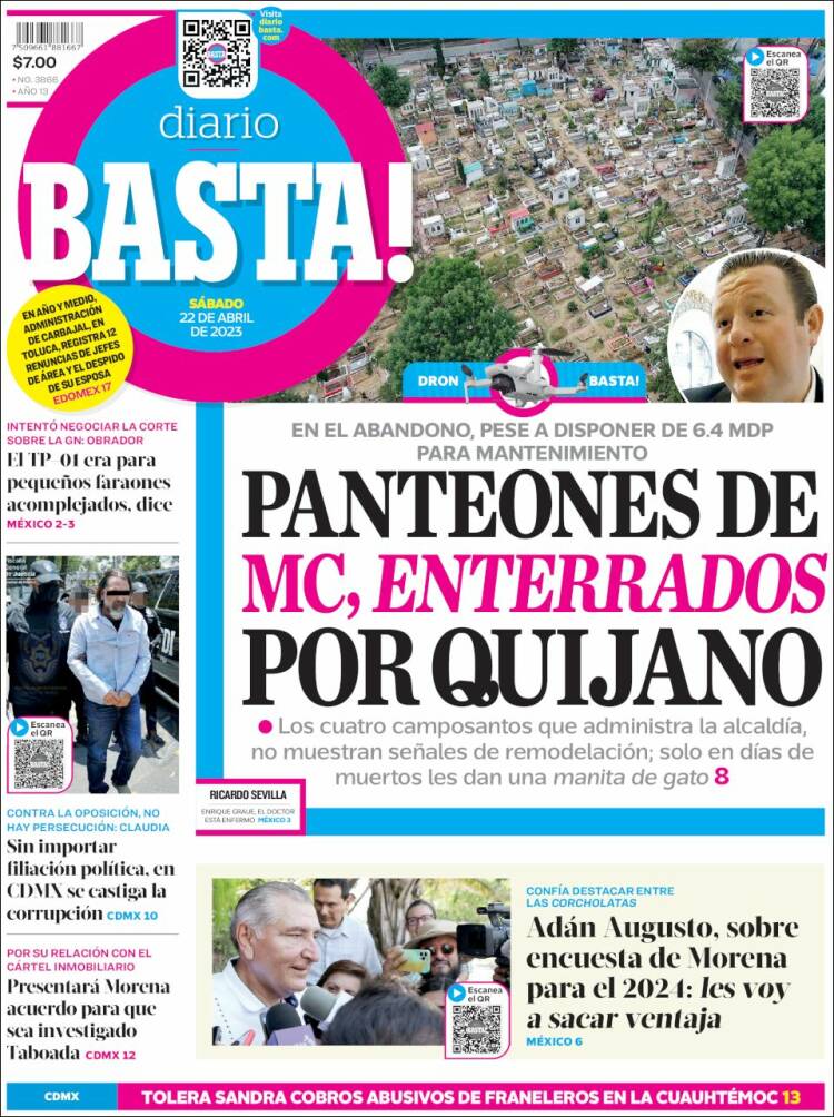 Portada de Diario Basta (México)