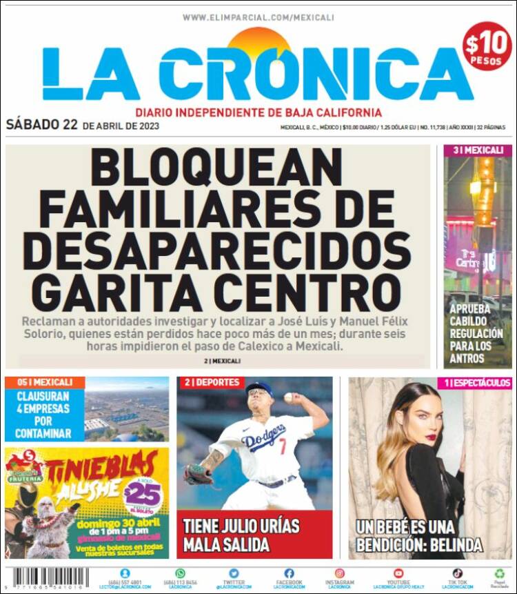 Portada de La Crónica de Baja California (México)