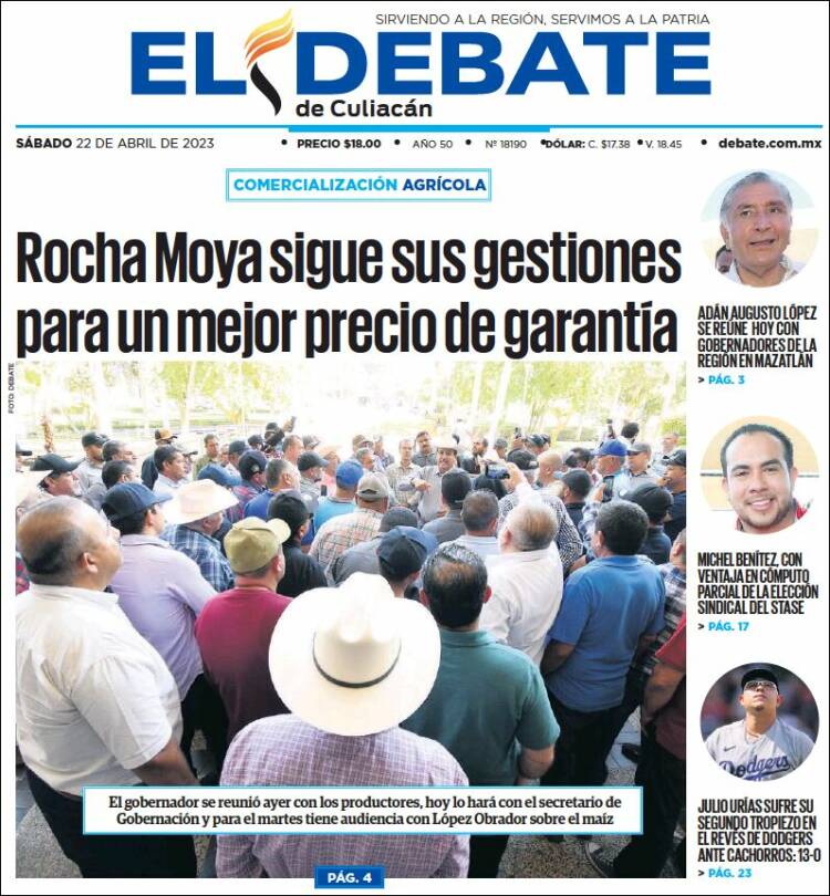 Portada de El Debate de Culiacán (México)