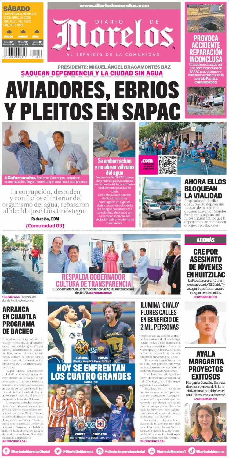 Portada de Diario de Morelos (México)