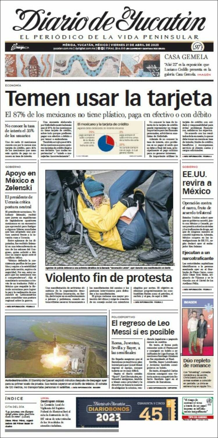 Portada de Diario de Yucatán (México)