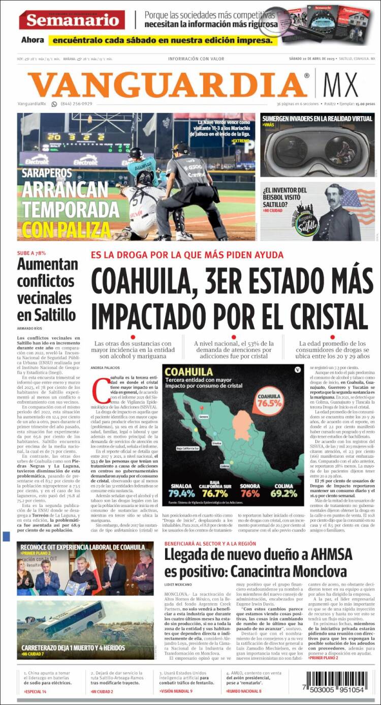 Portada de Vanguardia (México)