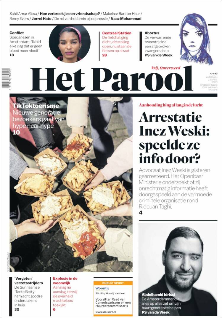 Portada de Het Parool (Pa&iacute;ses Bajos)
