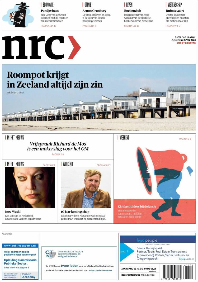 Portada de NRC Handelsblad (Pa&iacute;ses Bajos)