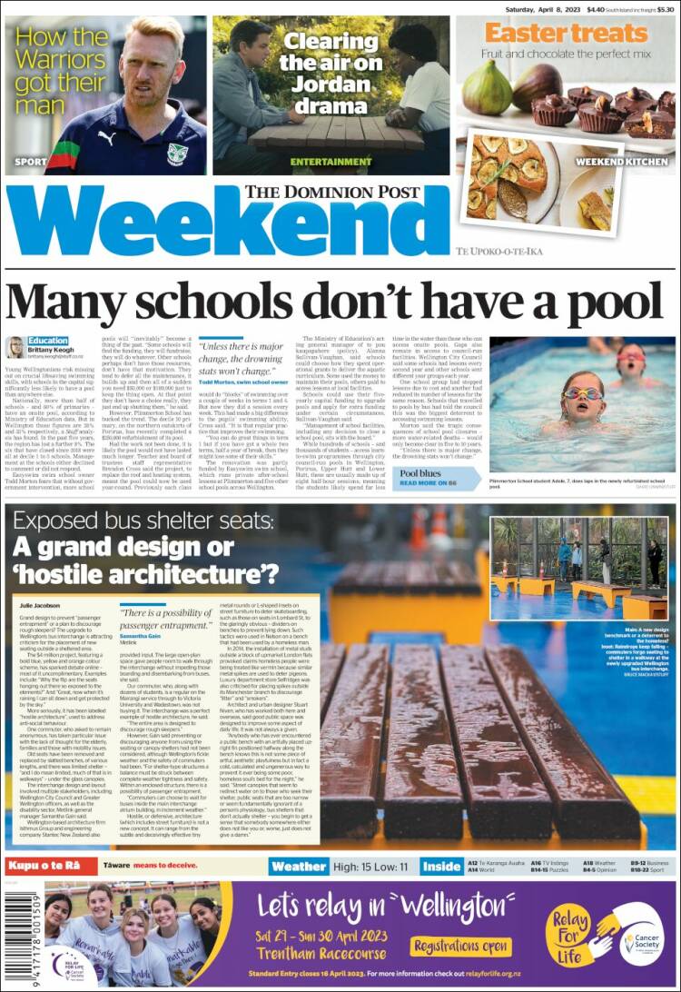 Portada de The Dominion Post (Nueva Zelanda)