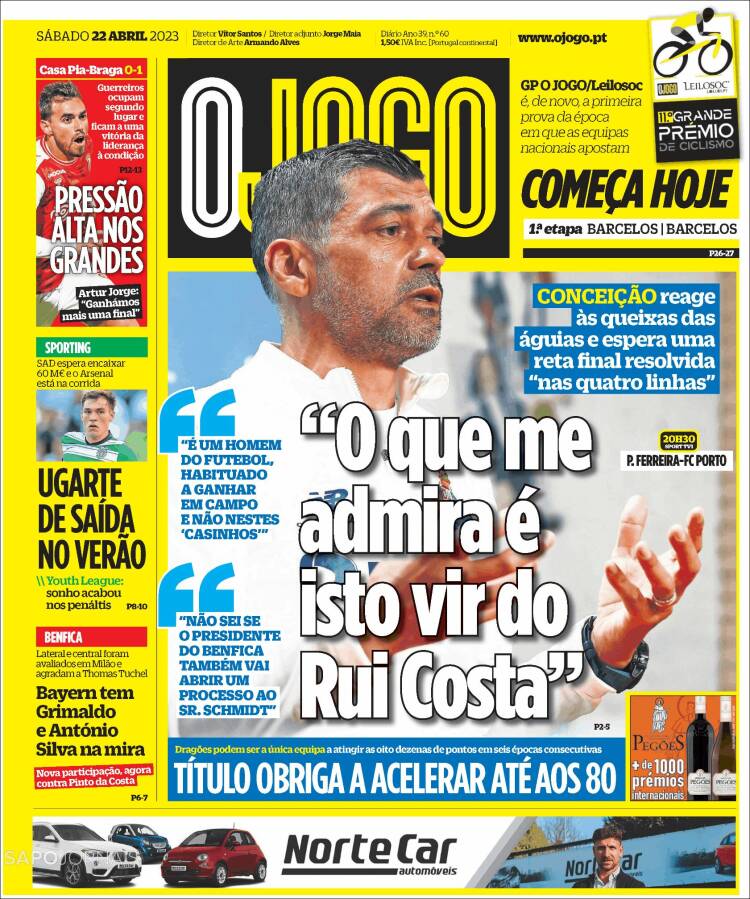 Portada de O Jogo (Portugal)