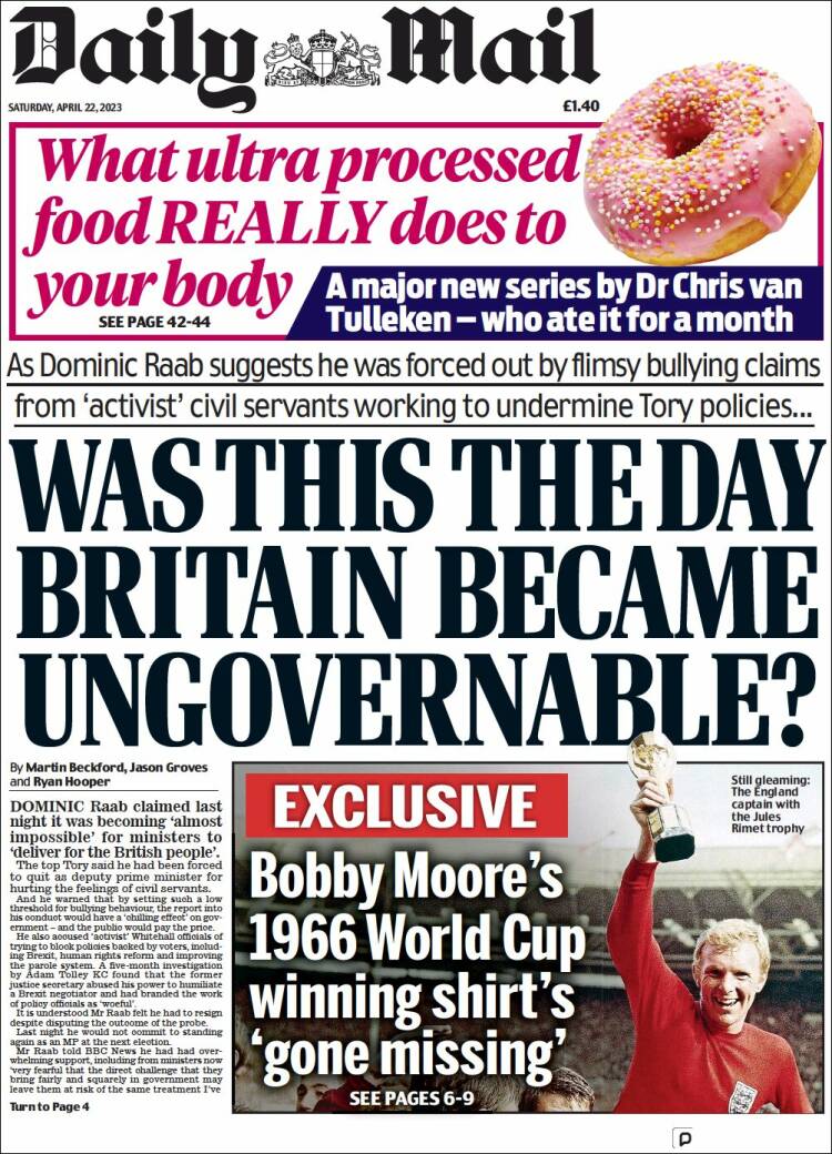 Portada de Daily Mail (Reino Unido)