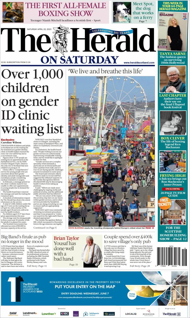 Portada de The Herald (Reino Unido)