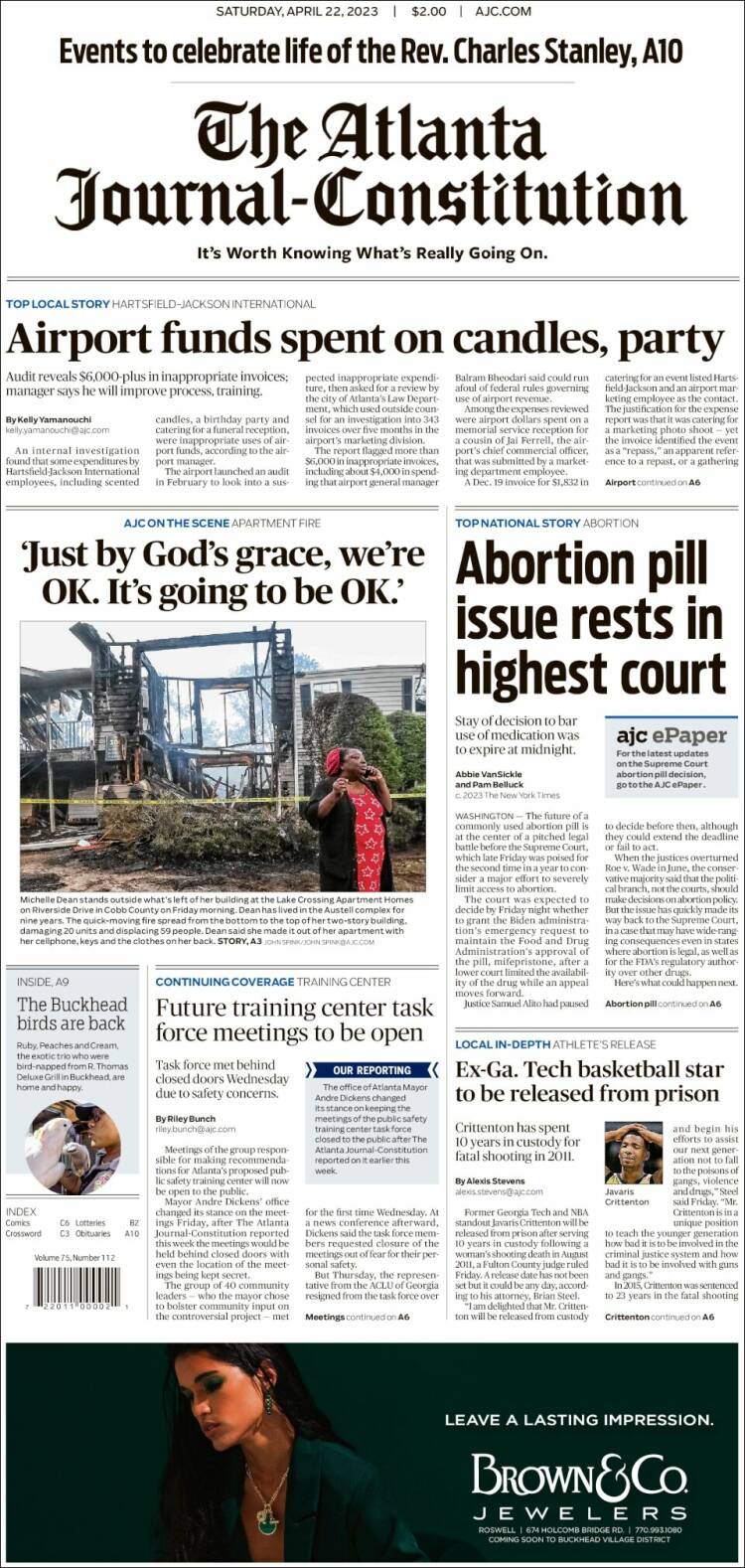 Portada de The Atlanta Journal-Constitution (USA)