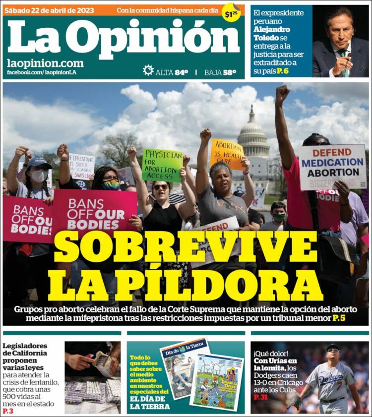 Portada de La Opinión (USA)