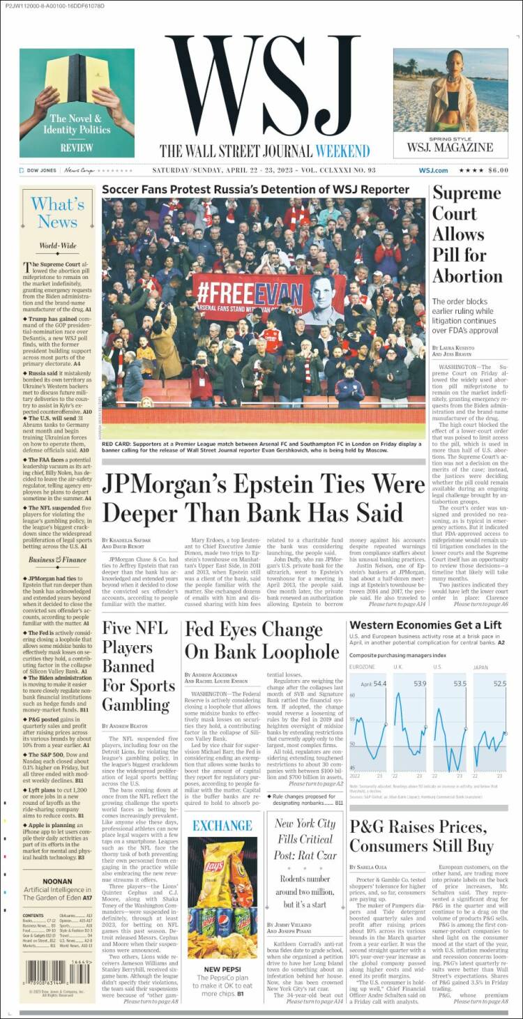 Portada de Wall Street Journal (USA)