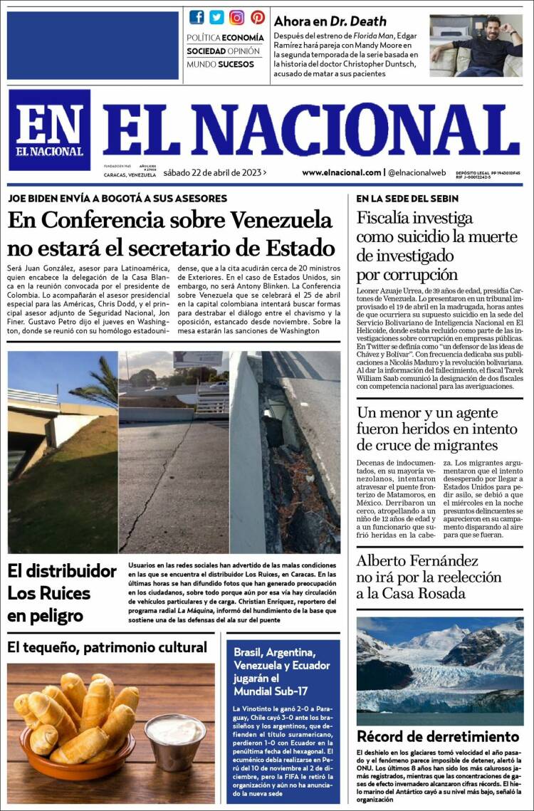 Portada de El Nacional (Venezuela)