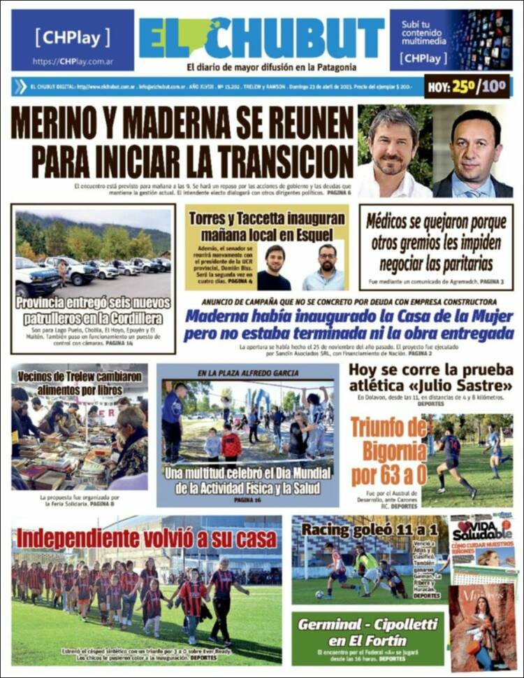 Portada de El Chubut (Argentina)