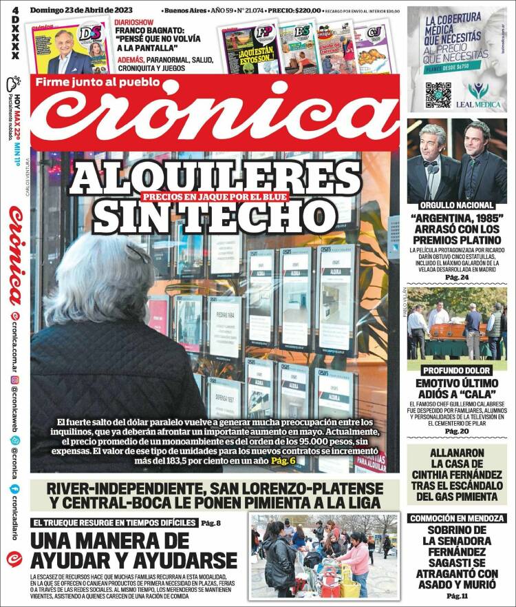 Portada de Crónica (Argentina)