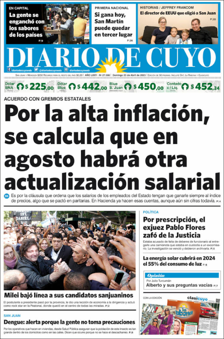 Portada de Diario de Cuyo (Argentina)