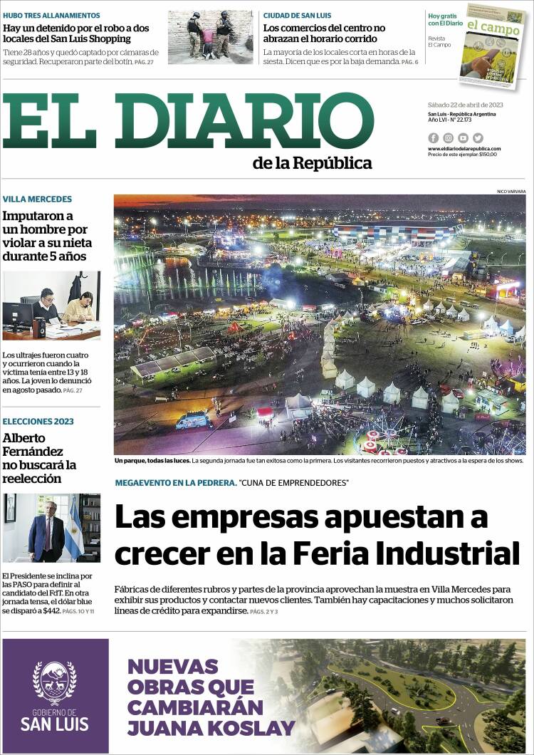 Portada de Diario de la República (Argentina)