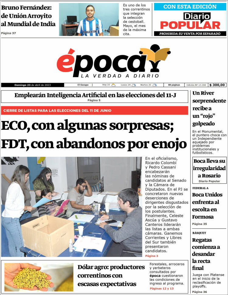 Portada de Diario Época (Argentina)