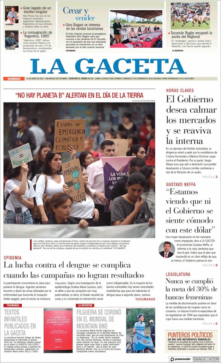 Portada de La Gaceta (Argentina)