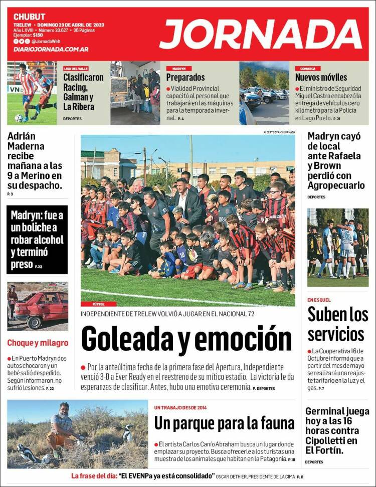 Portada de Diario Jornada en la Patagonia (Argentina)